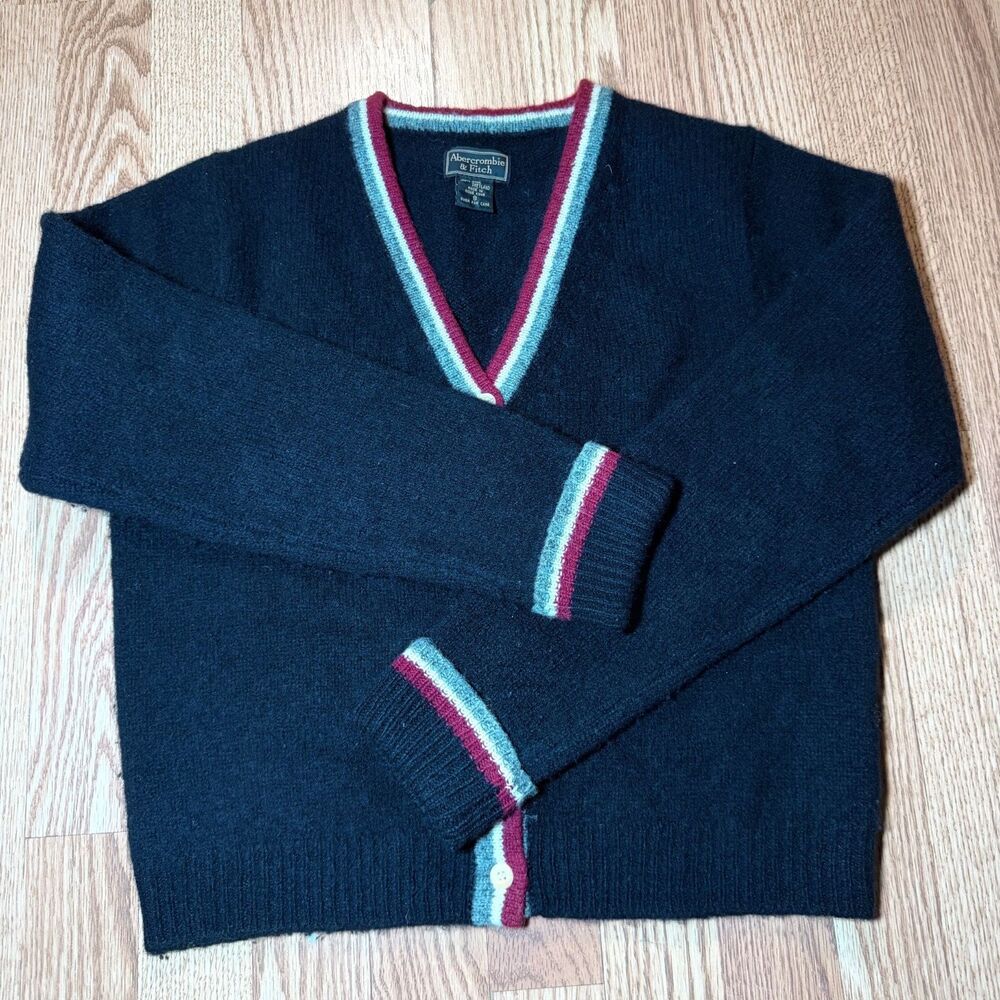 Vintage Abercrombie & Fitch Womens Small 100% Wool Button Cardigan Sweater